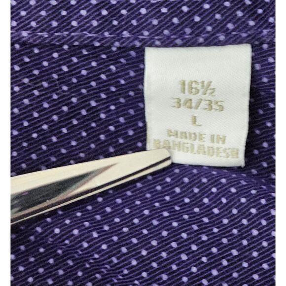 Michael Kors Men's Slim Fit Dress Shirt Purple with Dots 16.5 34/35 Large - Picture 6 of 8